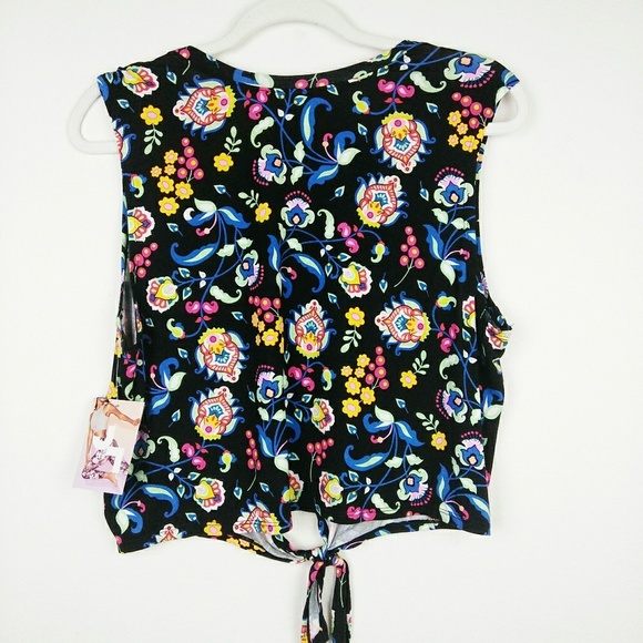 Joy Lab Sleeveless Floral Athletic Crop Tank Top - Picture 2 of 5